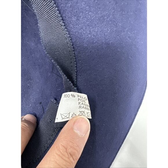 Saks Fifth Ave Blue Vintage Brim Hat Made In Italy Great Condition Rabbit Hair - Picture 10 of 12